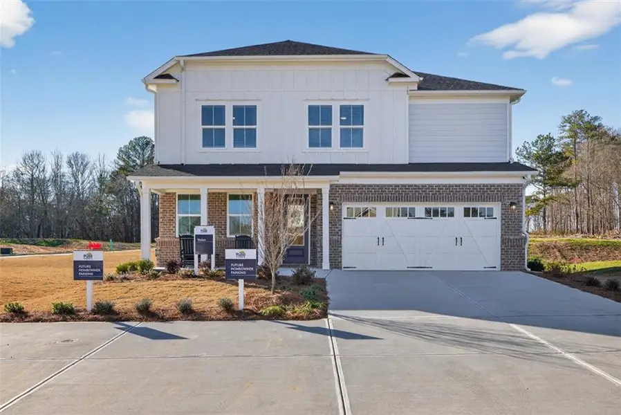 Front exterior of a new home in Linden Grove, Powder Springs, GA, highlighting curb appeal (Image 27).