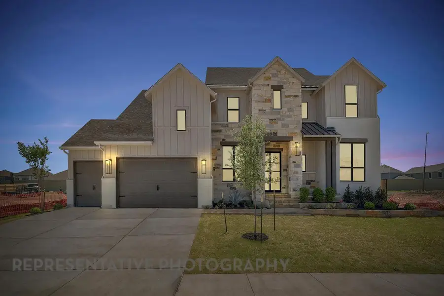 Front exterior of a new home in Parkside On The River: 70ft. lots, Georgetown, TX, highlighting curb appeal (Image 2).