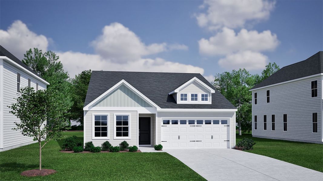 Representative exterior photo of a completed home built from the Lawrence - Genesis Value Collection by Mungo Homes in Fairway Woods at Wyboo, Manning, SC (Image 27).