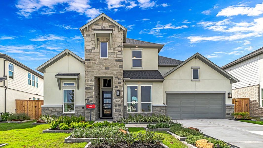 Representative exterior details of a home built from the Topaz by Taylor Morrison in Avalon at Cypress 60s, Cypress (Image 3). Representative exterior details of a home built from the Topaz by Taylor Morrison in Avalon at Cypress 60s, Cypress (Image 3).