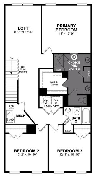 2D floor plan layout of this home in Ashley Walk Townes, Charleston, SC (Image 3).