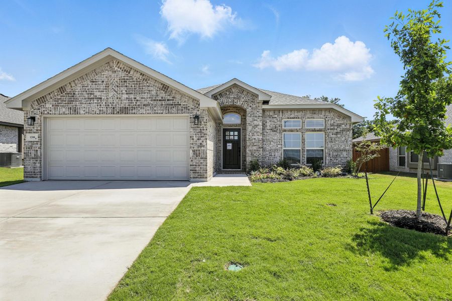 Representative exterior photo of a completed home built from the Hanover by Cheldan Homes in Sunset Ridge, Keene, TX (Image 34). Representative exterior photo of a completed home built from the Hanover by Cheldan Homes in Sunset Ridge, Keene, TX (Image 34).
