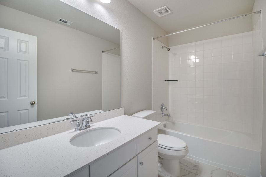 Secondary bath. Note: Sample product photo - actual exterior and interior selections may vary by homesite