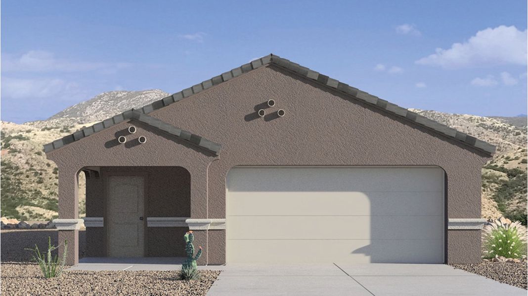 Representative exterior photo of a completed home built from the Brooke by D.R. Horton in Coronet at Gladden Farms, Marana, AZ (Image 2). Representative exterior photo of a completed home built from the Brooke by D.R. Horton in Coronet at Gladden Farms, Marana, AZ (Image 2).