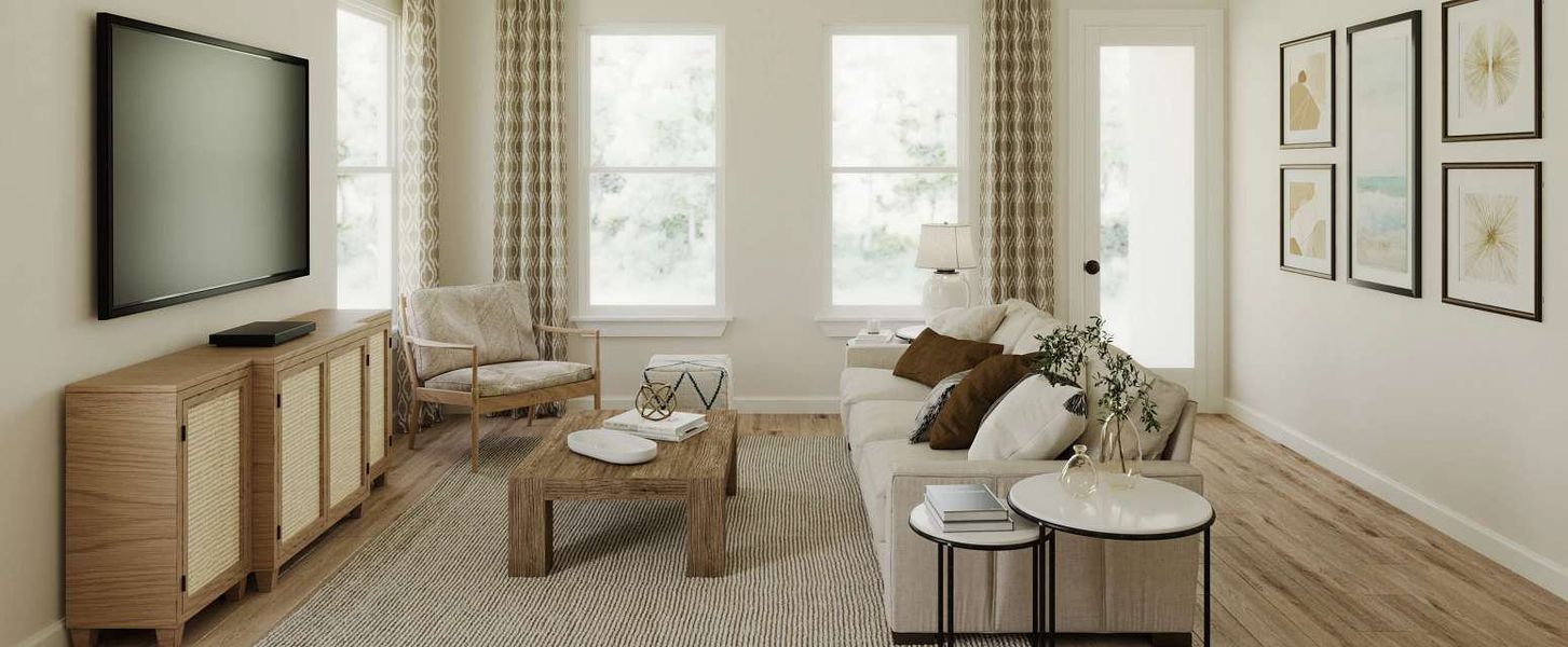 Cheer on the big game or enjoy quiet movie nights in the bright, open family room.