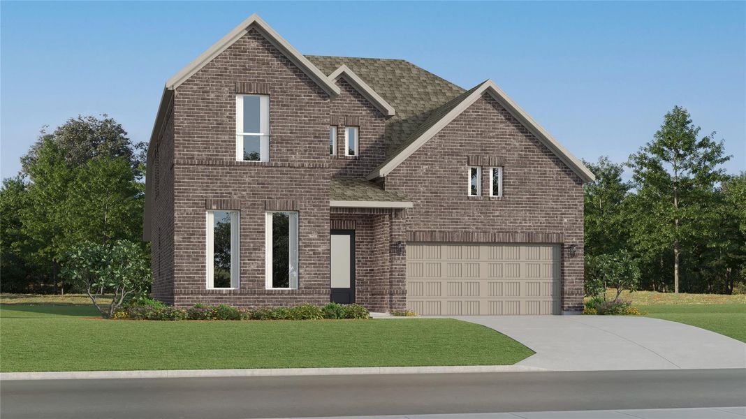Front exterior of a new home in Cotton Brook, Hutto, TX, highlighting curb appeal (Image 21). Front exterior of a new home in Cotton Brook, Hutto, TX, highlighting curb appeal (Image 21).