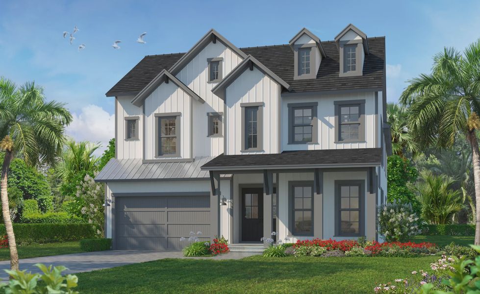 Representative exterior photo of a completed home built from the Vista Costera by ICI Homes in Veranda Bay, Flagler Beach, FL (Image 2). Representative exterior photo of a completed home built from the Vista Costera by ICI Homes in Veranda Bay, Flagler Beach, FL (Image 2).