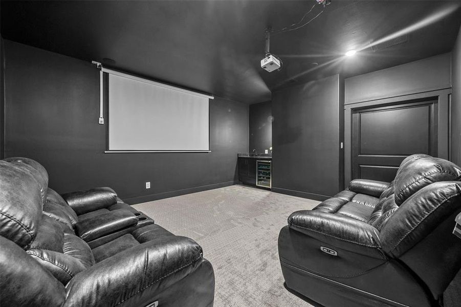 View of carpeted cinema room