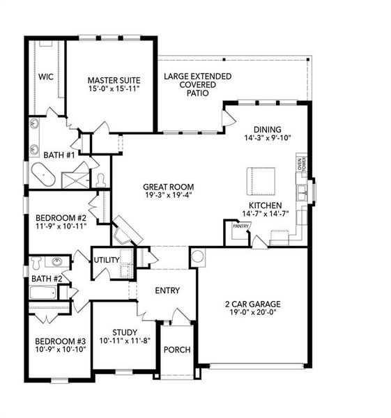 2D floor plan layout of this home in Timberbrook, Justin, TX (Image 3). 2D floor plan layout of this home in Timberbrook, Justin, TX (Image 3).