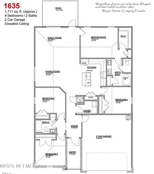 2D floor plan layout of this home in Shadow Crest at Rolling Hills, Green Cove Springs, FL (Image 3).