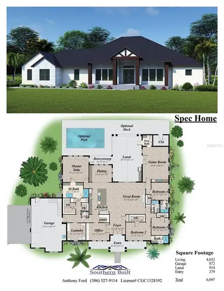 2D floor plan layout of this home in , New Smyrna Beach, FL (Image 3).