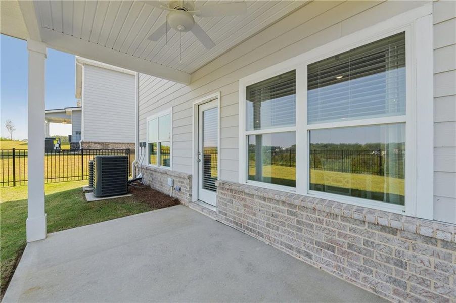 Exterior details and patio area of a home in The Hills at Cedar Creek, Winder (Image 29). Exterior details and patio area of a home in The Hills at Cedar Creek, Winder (Image 29).