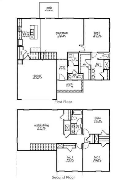 2D floor plan layout for the Fairview by D.R. Horton in Cypress Landing, Hardeeville, SC (Image 2). 2D floor plan layout for the Fairview by D.R. Horton in Cypress Landing, Hardeeville, SC (Image 2).