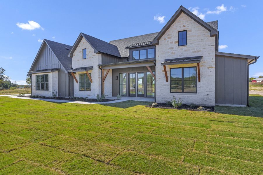 Front exterior of a new home in Oak Water Ranch, Granbury, TX, highlighting curb appeal (Image 28).