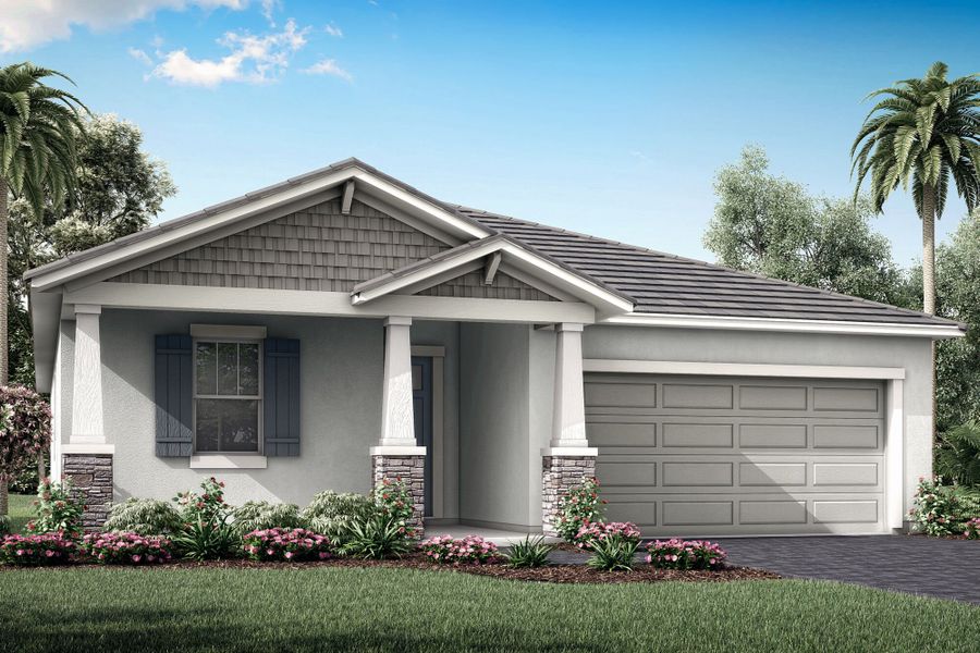 Representative exterior photo of a completed home built from the Cascades II by Mattamy Homes in Sunstone Lakeside at Wellen Park, Venice, FL (Image 2).