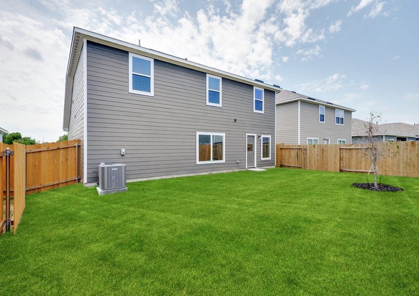 The back yard of the Cypress is fully fenced in. The back yard of the Cypress is fully fenced in.
