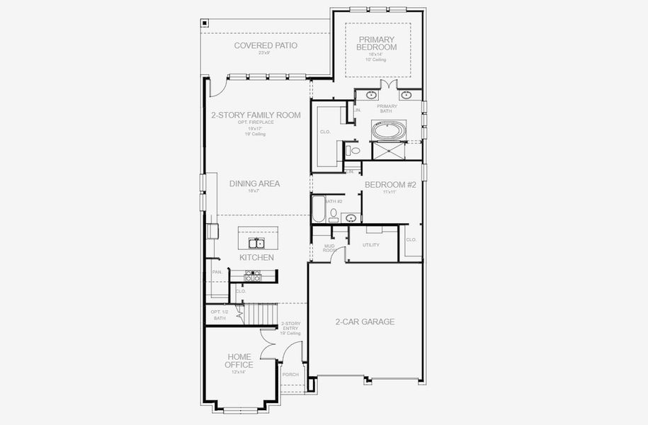 2D floor plan layout for the 2722H by Perry Homes in Juniper Springs 50', Lockhart, TX (Image 4). 2D floor plan layout for the 2722H by Perry Homes in Juniper Springs 50', Lockhart, TX (Image 4).
