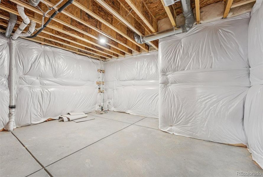 UNFINISHED STORAGE AREA IN BASEMENT