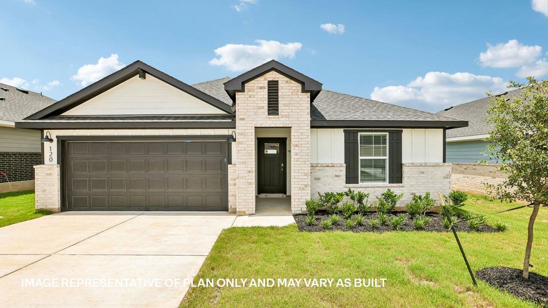 Front exterior of a new home in Thunder Rock, Marble Falls, TX, highlighting curb appeal (Image 22). Front exterior of a new home in Thunder Rock, Marble Falls, TX, highlighting curb appeal (Image 22).