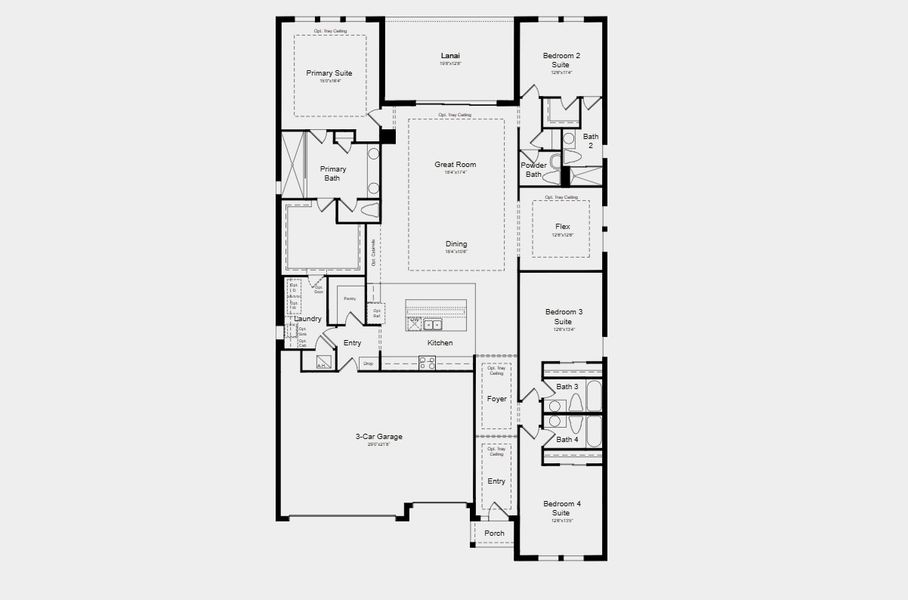 2D floor plan layout for the Bradley by Taylor Morrison in Hillcrest, San Antonio, FL (Image 4).