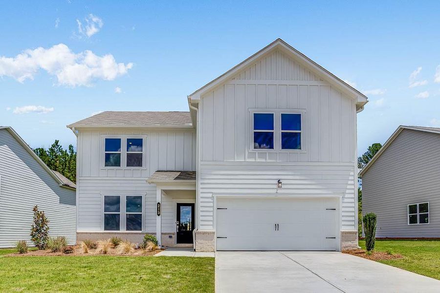 Front exterior of a new home in Heritage River, Euharlee, GA, highlighting curb appeal (Image 16). Front exterior of a new home in Heritage River, Euharlee, GA, highlighting curb appeal (Image 16).