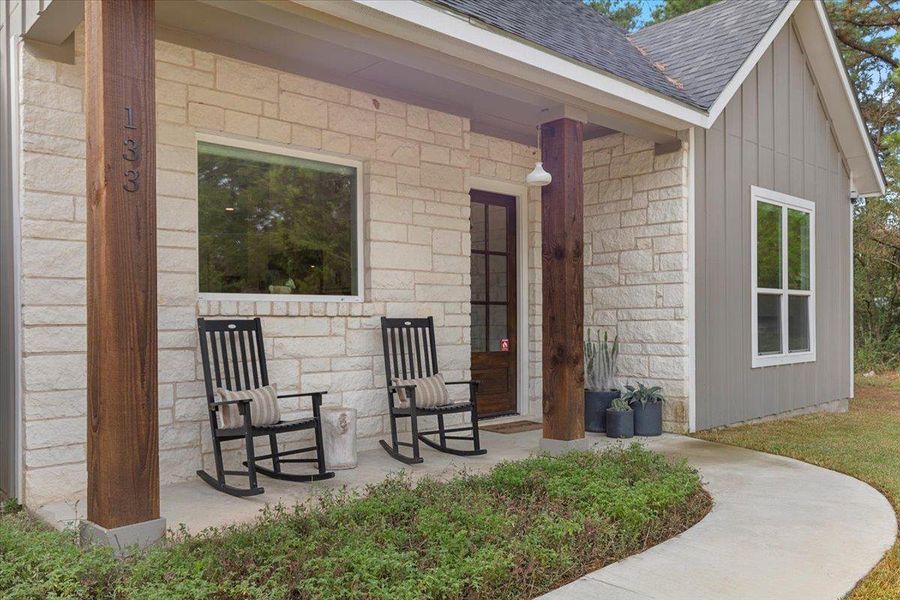 Front exterior of a new home in , Bastrop, TX, highlighting curb appeal (Image 18). Front exterior of a new home in , Bastrop, TX, highlighting curb appeal (Image 18).