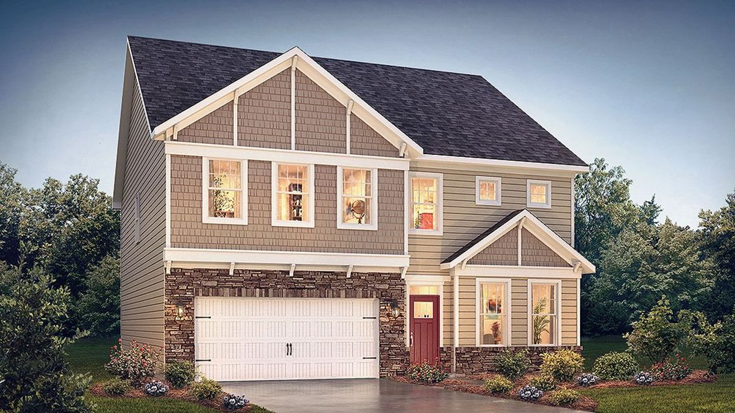 Representative exterior photo of a completed home built from the Summit by D.R. Horton in Evergreen Crossing, Locust Grove, GA (Image 27).