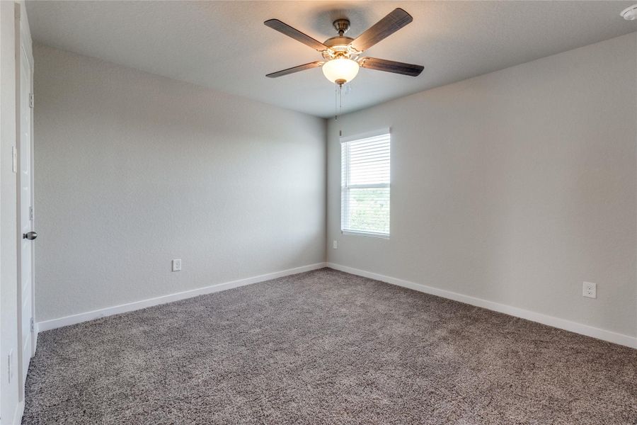 Empty room featuring carpet and ceiling fan Empty room featuring carpet and ceiling fan