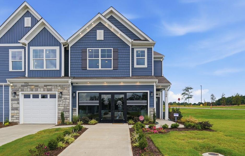 Front exterior of a new home in Running Brook Townes, Durham, NC, highlighting curb appeal (Image 2).