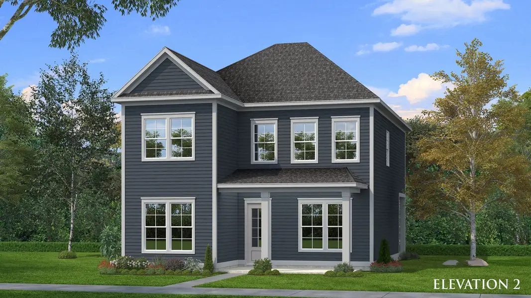 Front exterior of a new home in Miller Farm, Pineville, NC, highlighting curb appeal (Image 2). Front exterior of a new home in Miller Farm, Pineville, NC, highlighting curb appeal (Image 2).
