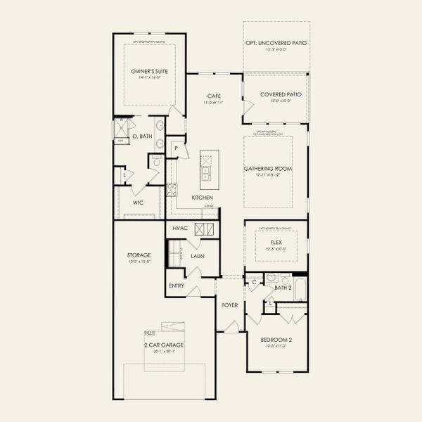 2D floor plan layout for the Mystique by Del Webb in Del Webb Carolina Ridge, Midland, NC (Image 5).