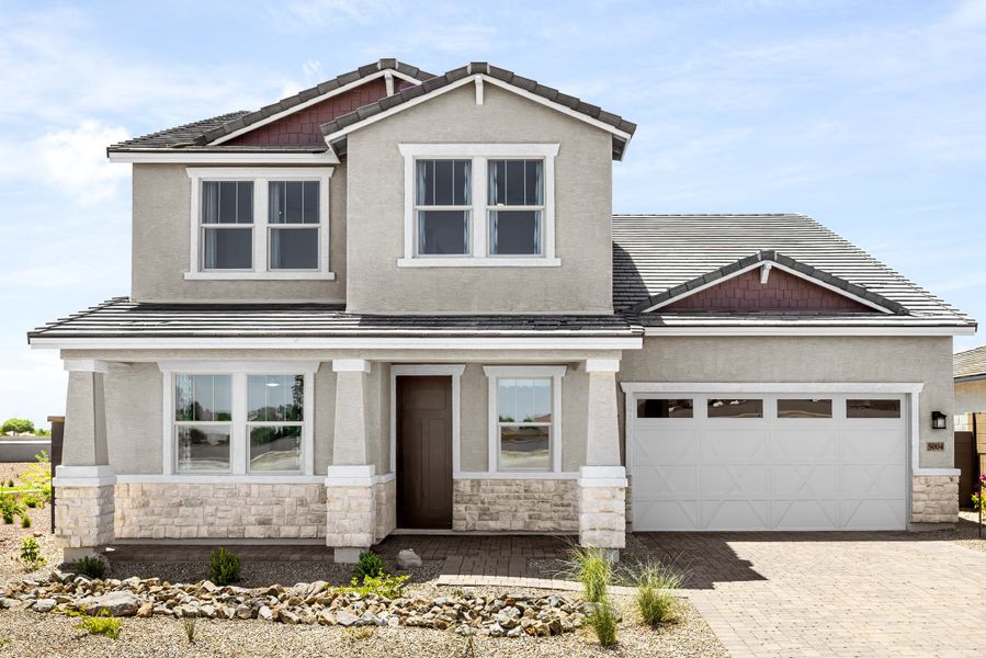 Representative exterior photo of a completed home built from the Saguaro by Beazer Homes in Montana Vista: Summit, Buckeye, AZ (Image 2). Representative exterior photo of a completed home built from the Saguaro by Beazer Homes in Montana Vista: Summit, Buckeye, AZ (Image 2).