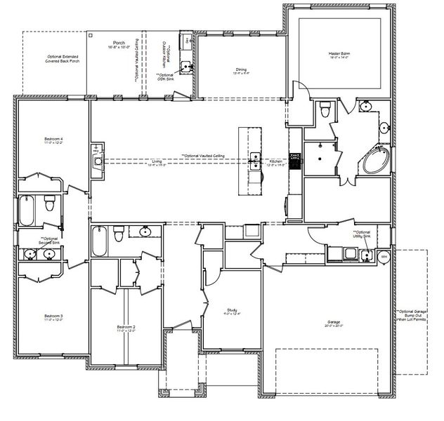 2D floor plan layout for the The Ellen by Reece Homes in Stella Ranch, Bryan, TX (Image 5).
