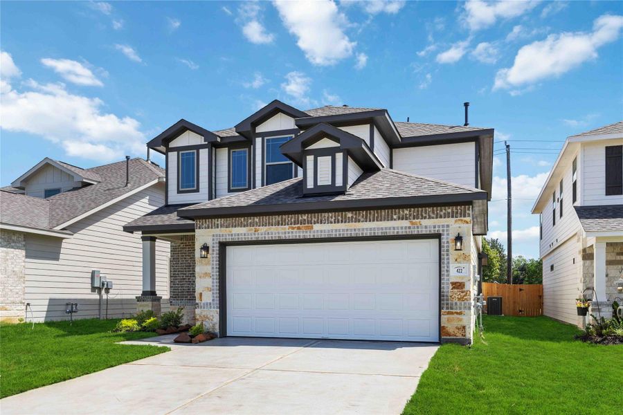Front exterior of a new home in Tejas Village, Beasley, TX, highlighting curb appeal (Image 16). Front exterior of a new home in Tejas Village, Beasley, TX, highlighting curb appeal (Image 16).