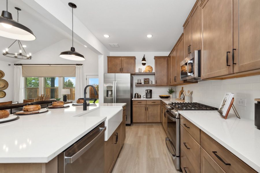 Kitchen with floating shelves