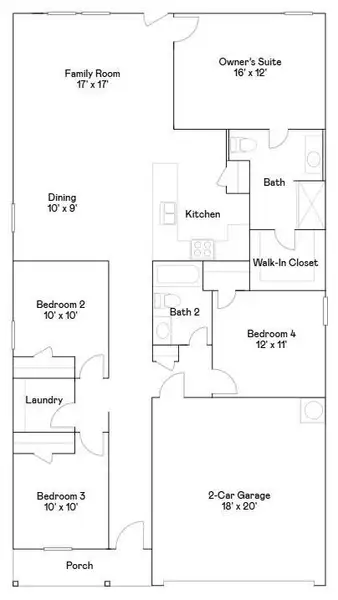 2D floor plan layout of this home in Sila: Cottage Collection, Huffman, TX (Image 2).