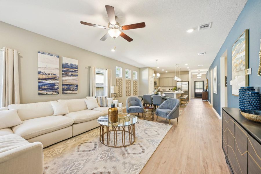 Oakshire II- Family Room. Sample image for illustration; upgrades, options, and colors may vary. Oakshire II- Family Room. Sample image for illustration; upgrades, options, and colors may vary.