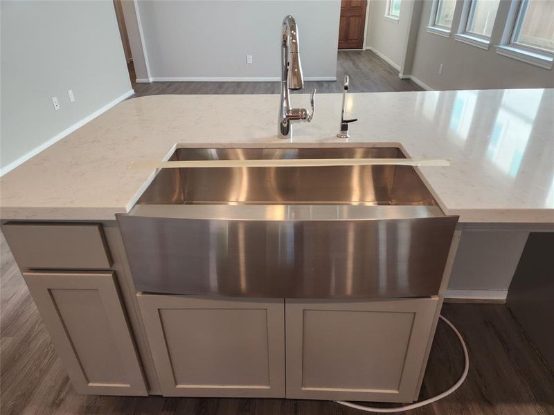 Farmhouse sink in kitchen