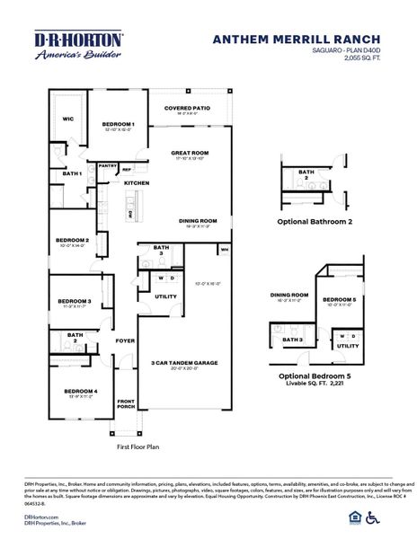 2D floor plan layout of this home in Anthem at Merrill Ranch, Florence, AZ (Image 4).