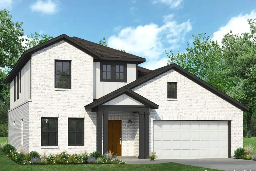 Front exterior of a new home in Cielo, Conroe, TX, highlighting curb appeal (Image 1). Front exterior of a new home in Cielo, Conroe, TX, highlighting curb appeal (Image 1).