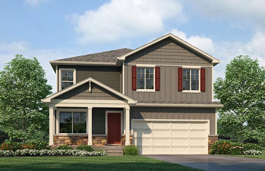 Representative exterior photo of a completed home built from the Bellamy by D.R. Horton in Brighton Crossing, Brighton, CO (Image 21).