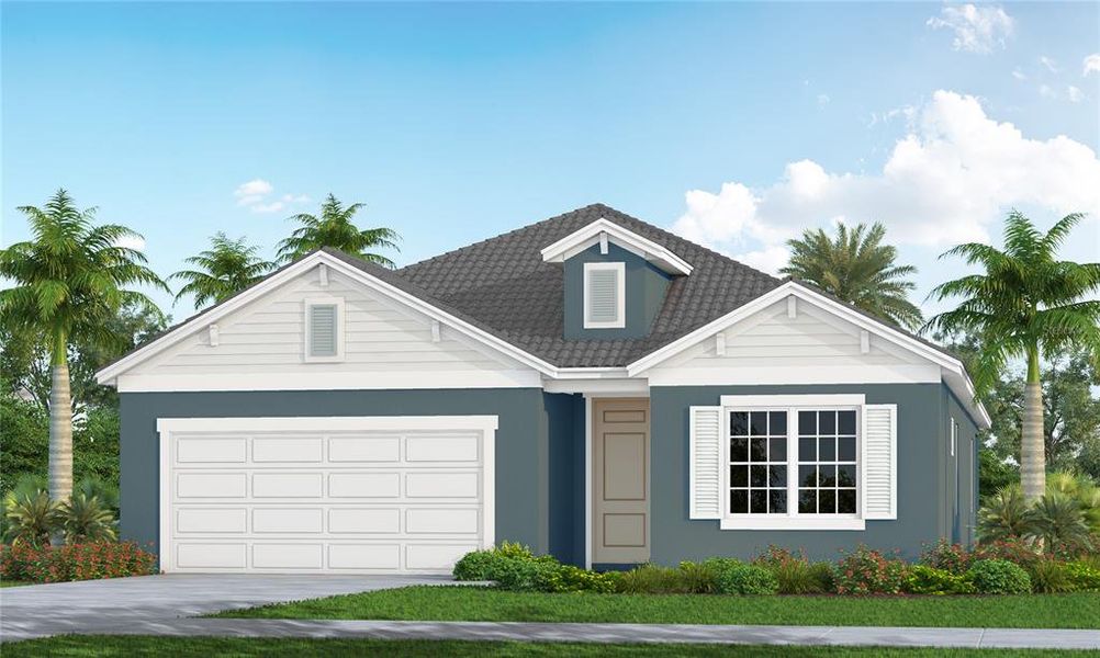 Front exterior of a new home in , Sarasota, FL, highlighting curb appeal (Image 1). Front exterior of a new home in , Sarasota, FL, highlighting curb appeal (Image 1).
