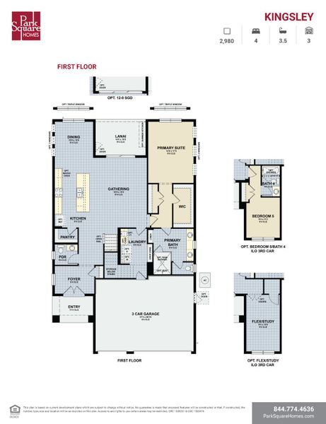 2D floor plan layout for the Kingsley by Park Square Residential in The Sanctuary at Seaire, Parrish, FL (Image 3). 2D floor plan layout for the Kingsley by Park Square Residential in The Sanctuary at Seaire, Parrish, FL (Image 3).