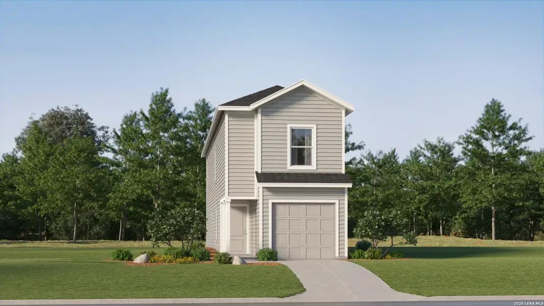 Front exterior of a new home in Tres Laurels, San Antonio, TX, highlighting curb appeal (Image 19). Front exterior of a new home in Tres Laurels, San Antonio, TX, highlighting curb appeal (Image 19).