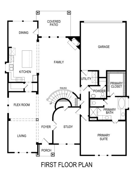 2D floor plan layout for the Hillcrest II R (w/Media) by First Texas Homes in Collinsbrook Farm, Frisco, TX (Image 3).
