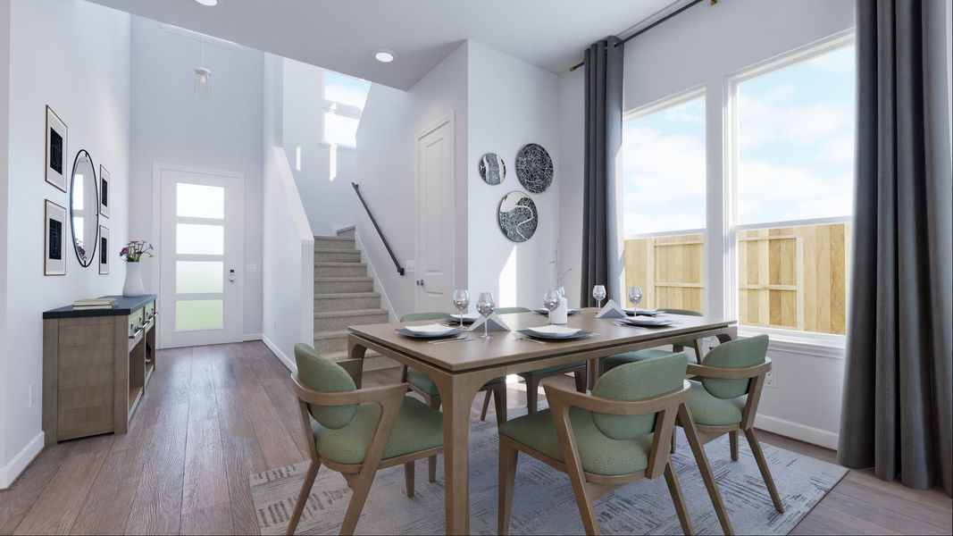 Representative furnished interior of a home built from the Dominic by New Home Co. in The Villas Collection at Novel, Austin (Image 4).