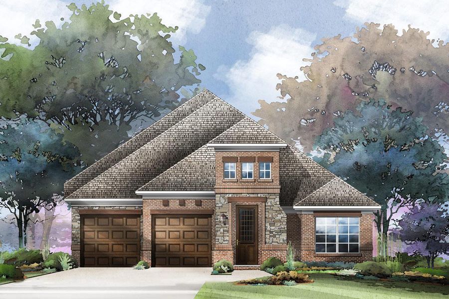 Representative exterior photo of a completed home built from the Grand Whitehall II by Grand Homes in Grand Oaks, Celina, TX (Image 26).