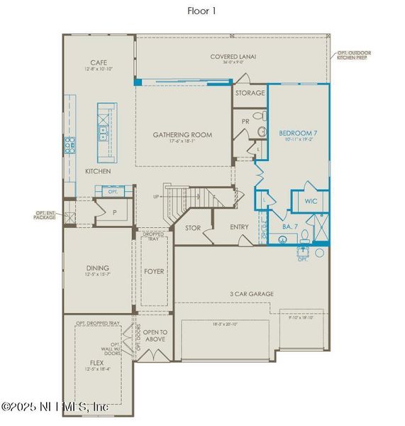 2D floor plan layout of this home in The Landings at Saint Johns, St. Johns, FL (Image 3).