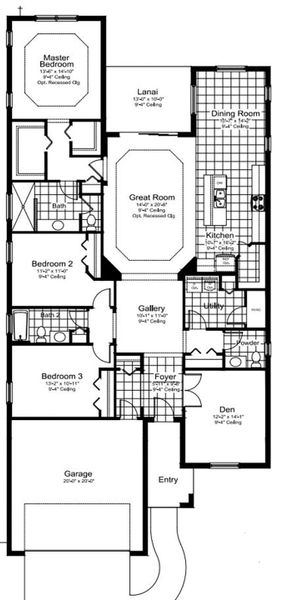 2D floor plan layout of this home in Boca Royale Golf & Country Club at Wellen Park, Englewood, FL (Image 5).