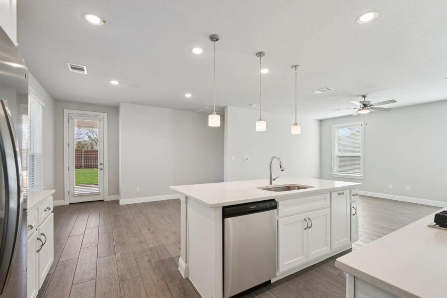 From Open Kitchen to Dining & Family Room